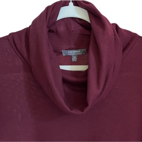 Lisa Rinna Collection Cowl Neck Tunic Top With Long Sleeves. Burgundy. Size 1XP - Picture 4 of 13